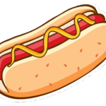fast food sticker design with hot dog isolated